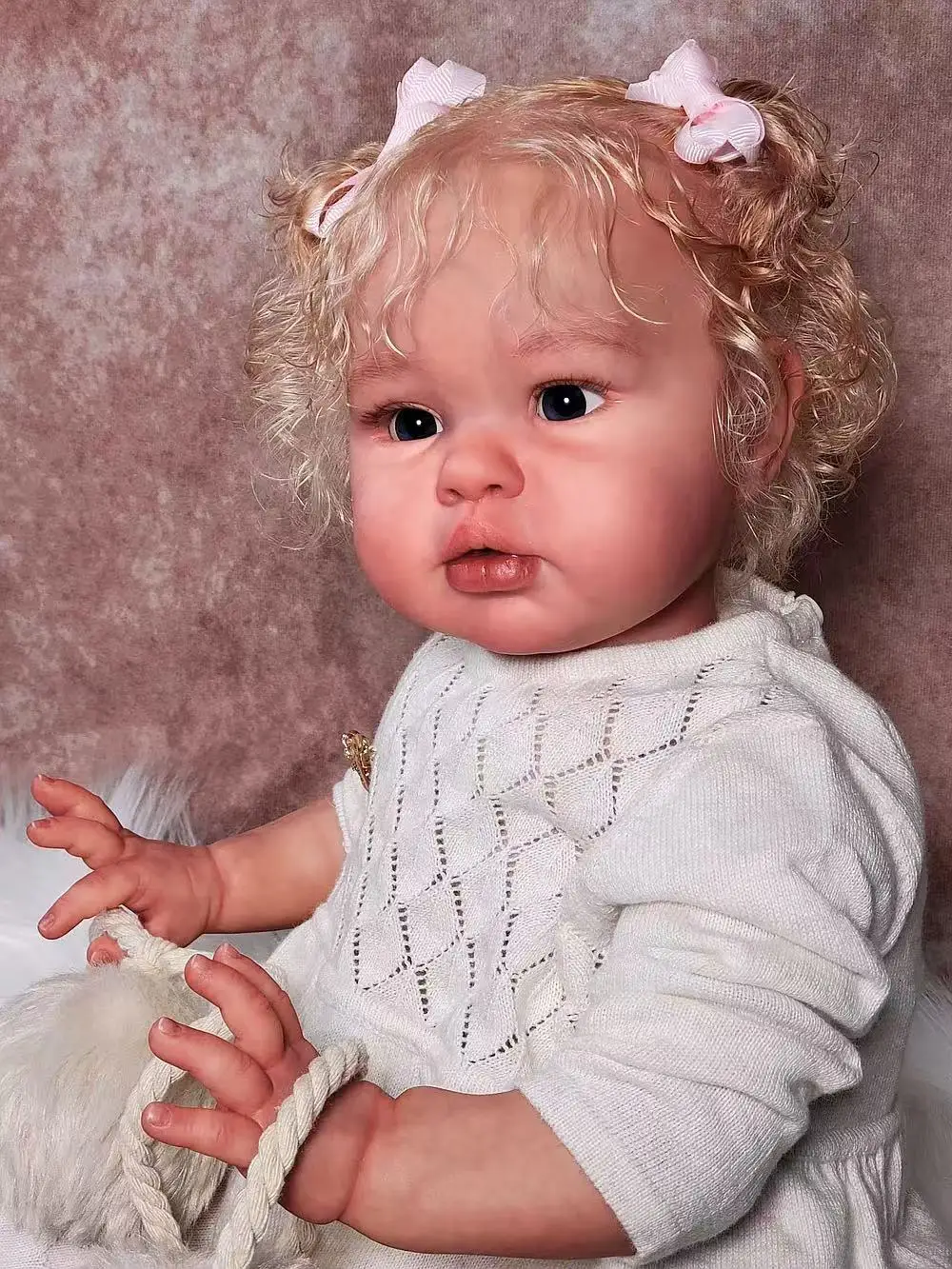 FBBD Customized Limited Supply 22inch Reborn Baby Ellie With Hand-Rooted Hair Already Finished Doll With Different Dress