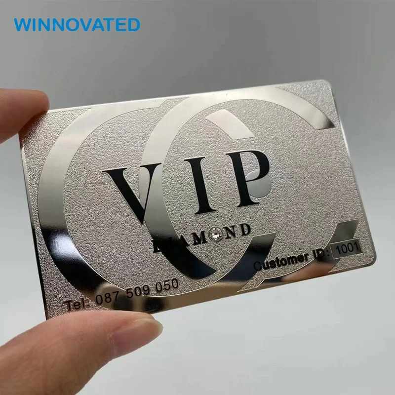 custom.Silver Laser Cut Membership Stainless Steel Brushed Metal VIP Card