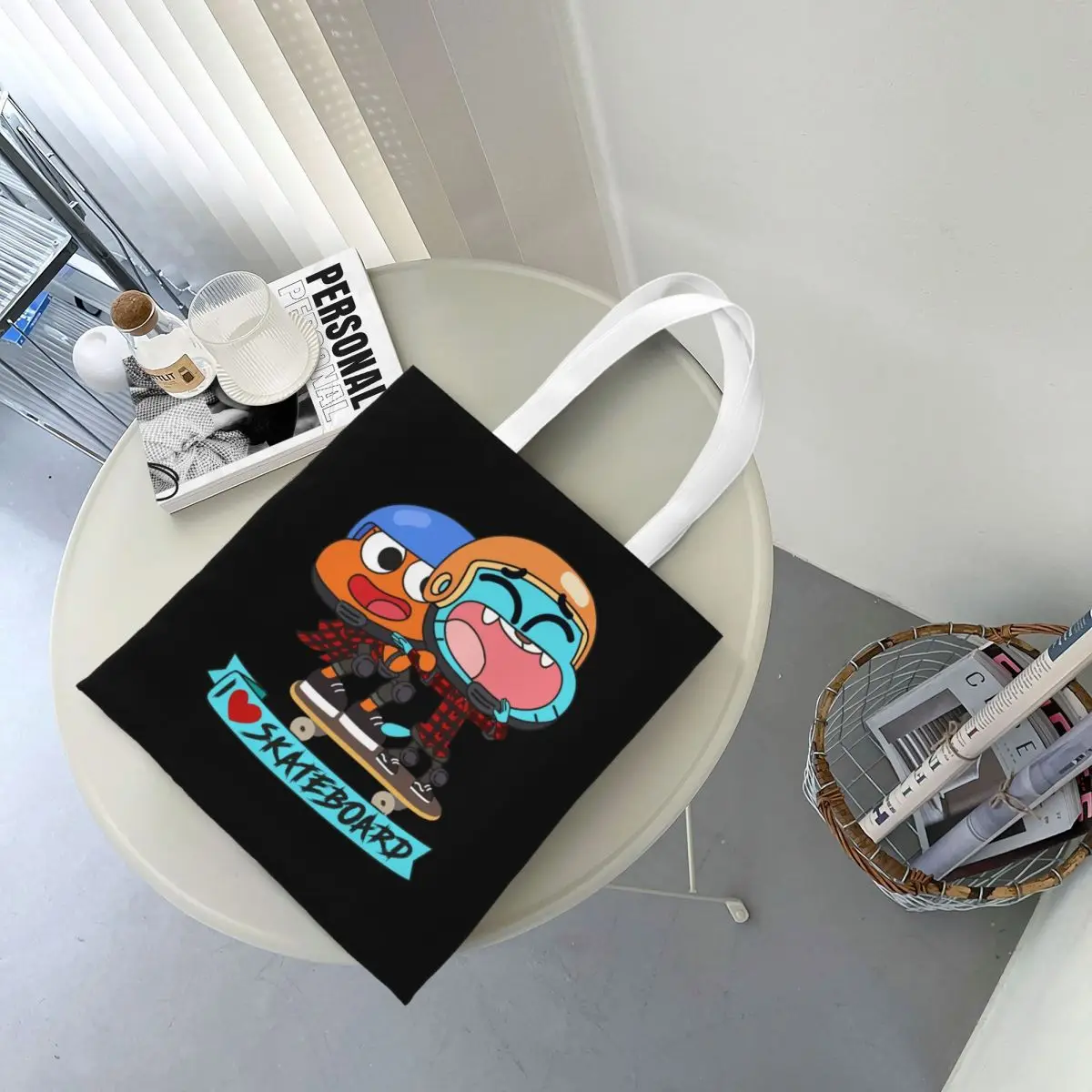 

Сумки для покупок Gumball Darwin Skate, парусиновая большая сумка, складная сумка для девочек, дорожная сумка через плечо