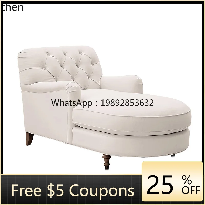 AB  retro fabric pull button concubine chair living room single sofa bedroom solid wood concubine sofa beauty couch