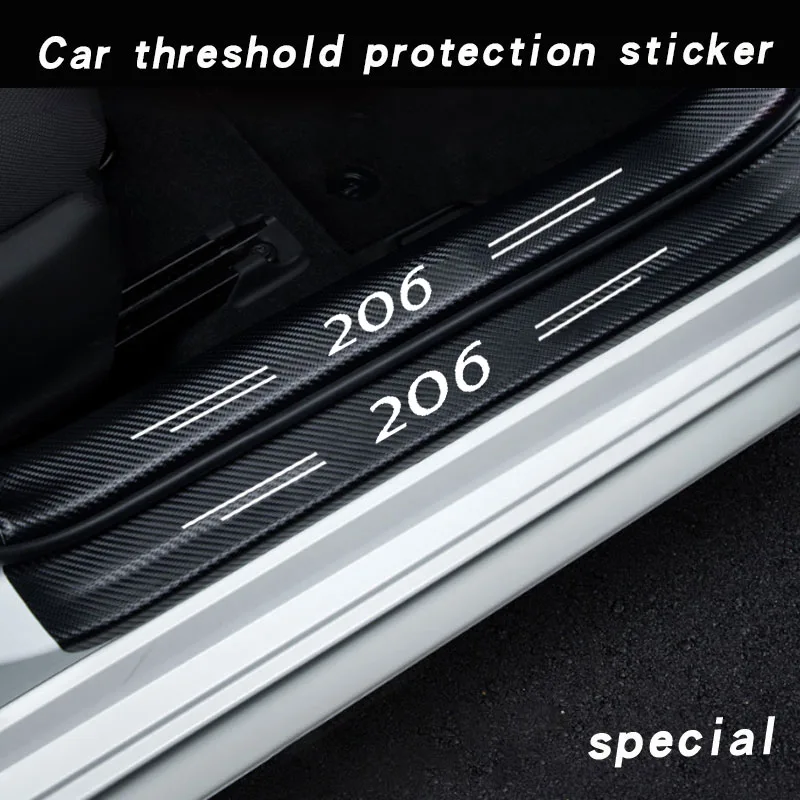 Car Door Sill Protector Welcome Pedal Cover Anti-drity Anti-scratch Strip Protective Strip For Peugeot 206 Car Accessories
