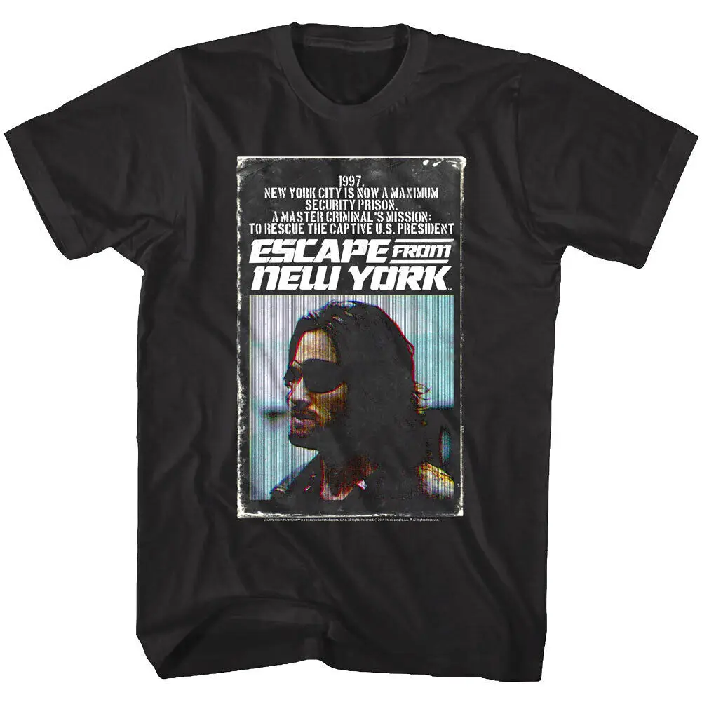 Escape From New York 1997 Book Cover Men's T Shirt Snake Plissken Movie DVD