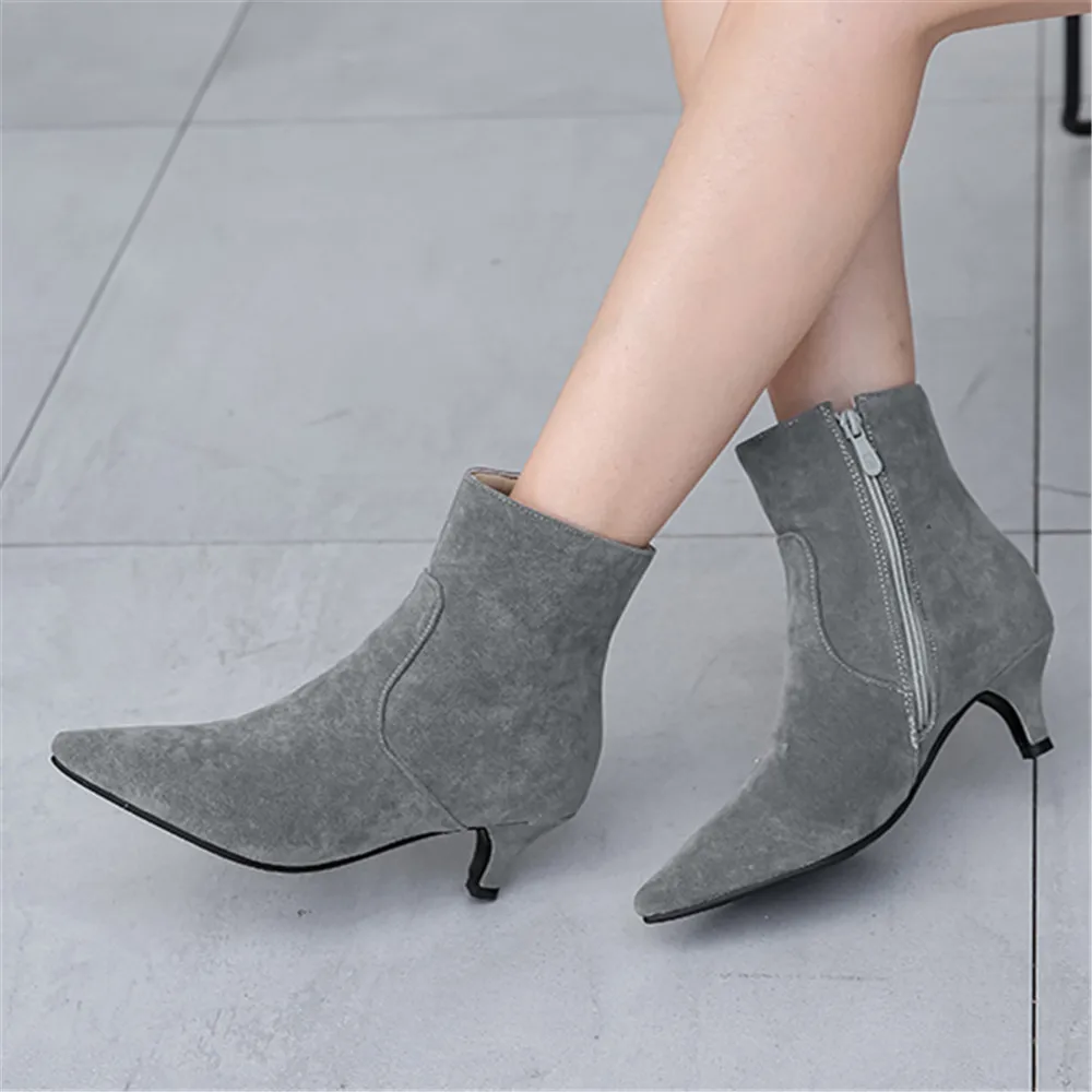 2025 Pointed Toe Stiletto Heel Women Boots Fashion Ankle Boots Women Shoes Zipper Cheap High Heel Boots Shoes Woman Size31 32 33