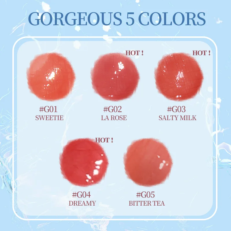 Gogotales ブルー ジェムストーン ウォーターライト ミラー リップスティック 保湿 カップにくっつきにくい ソリッド リップ ビューティー コスメティック