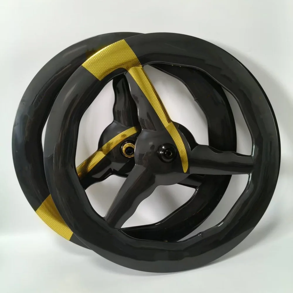

700C Road Carbon Fiber Enclosed Wheels Bicycle Three-blade Wheelset Disc Brake With 36T/54T Hub Tubeless Center Lock EU DPD