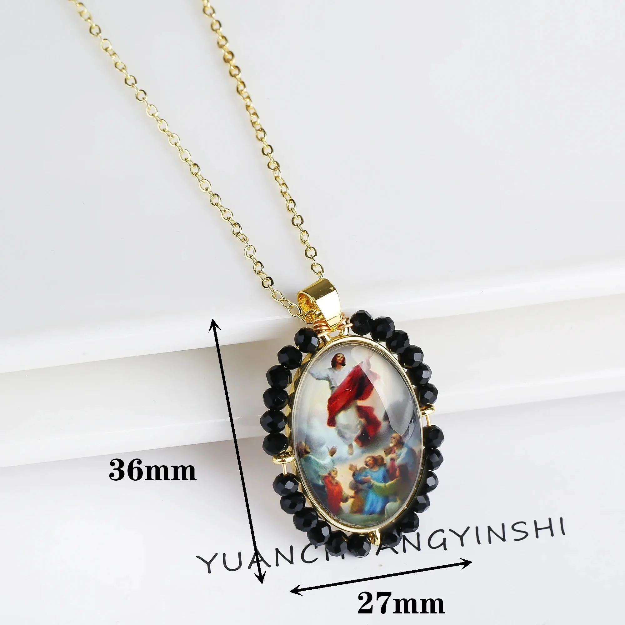 New handmade Religious Jesus Virgin Mary Photo Pendant necklace Multicolor Charm Necklace for Men and Women pendant Jewelry Gift