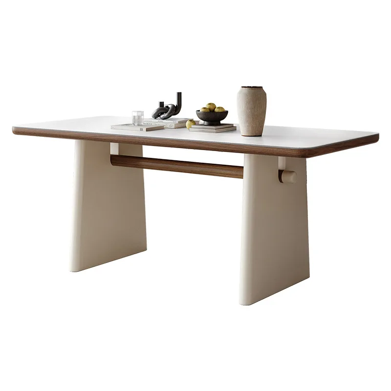 

Cream antique French dining table rock slab dining table rectangular travertine solid wood