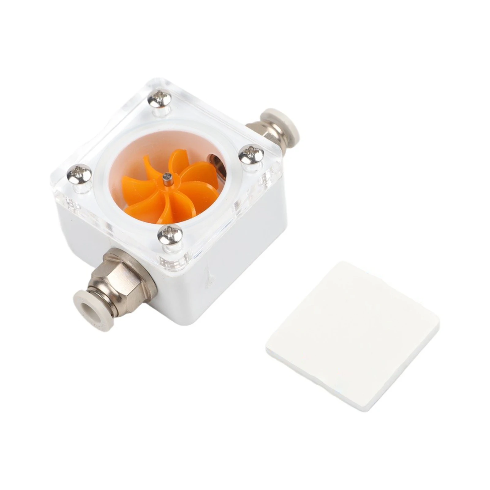 Water Flow Monitoring Device for Engraving Machine Cooling Loops Featuring Transparent Impeller and Compact Metal Construction