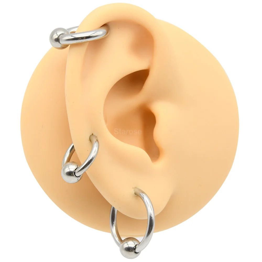1Pc Large Gauges Stainless Steel CAPTIVE SPRING BEAD RING for Septum Piercing BCR Nose Ring Hoop Expander Earlobe Earrings 00G
