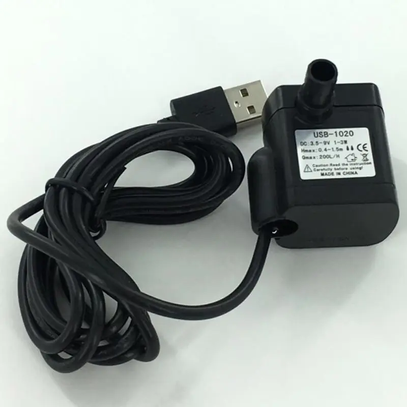 Mini Submersible Water Pump Adjustable Flows USB Power Quiet for Pond Aquariums Hydroponics Fish Tanks Garden Fountains B03E