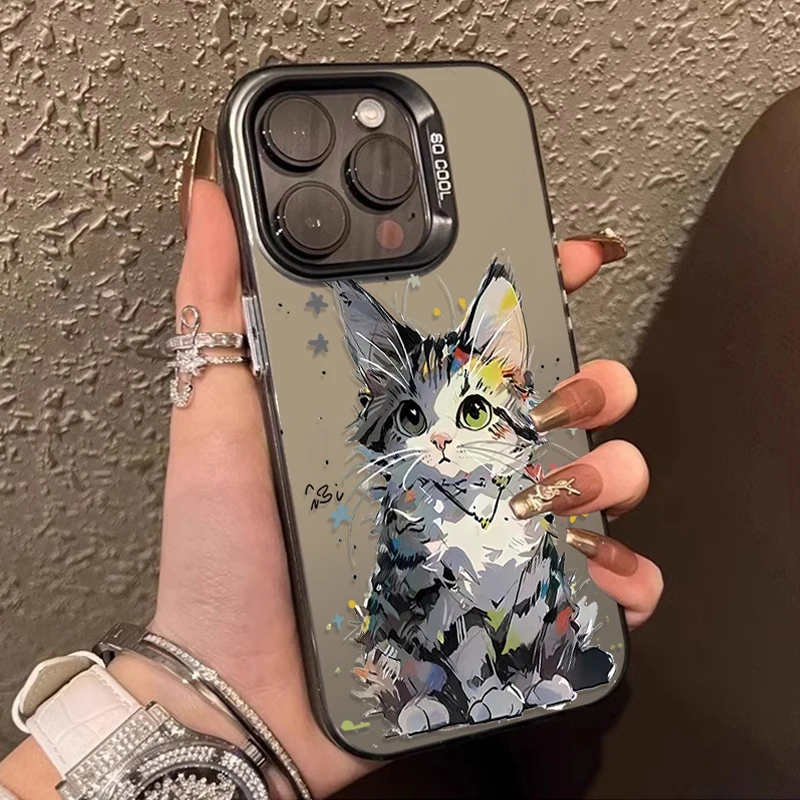 Colour Painting Cat Matte Hard Case for Xiaomi Redmi Note 11 12 13 Pro Plus 4G 5G 12S 11S 10S 10 9 9S 8 12C 13C A3 Plating Cover