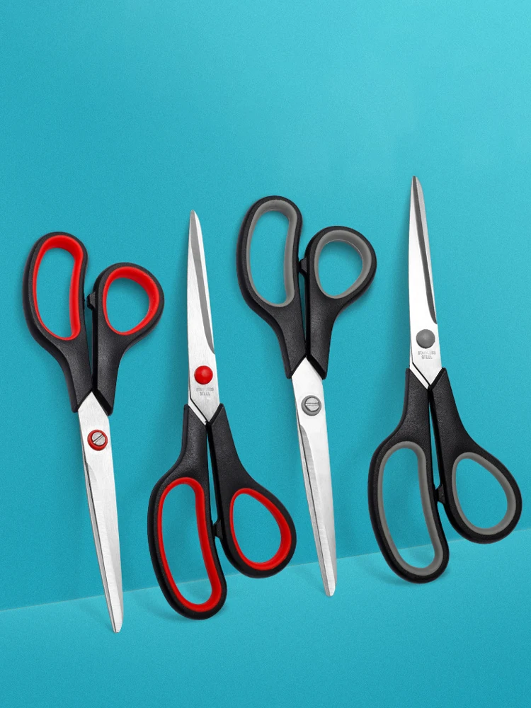 Scissors Rubber Plastic Handle Home Office Scissors Stainless Steel 8 Inch Tailor Scissors Strong and Durable