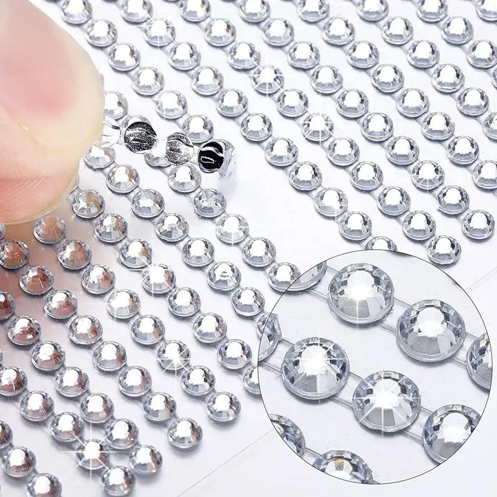 Handmade Craft Rhinestone Sticker 4mm Car Rhinestone Stickers Self-adhesive Sparkling Bling Decals Multi-functional Handmade