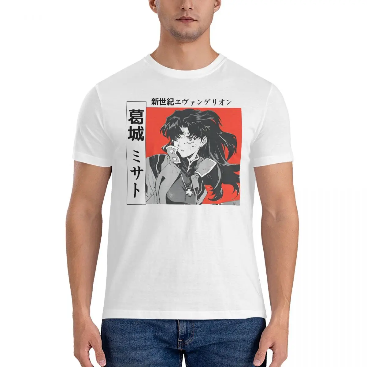 Misato Katsuragi T Shirts Men's Cotton Hipster T-Shirts Crew Neck Genesis Evangelions Tees Short Sleeve Clothing Unique