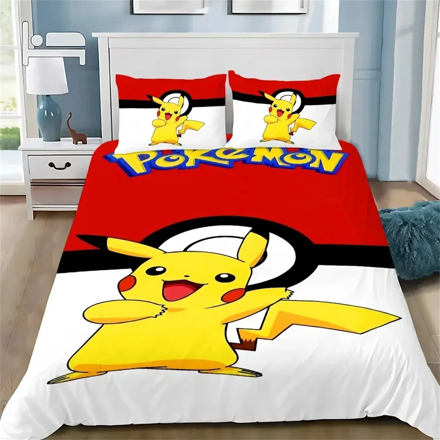 

Пододеяльник с рисунком Пикачу, детский комплект постельного белья, милые наволочки для девочек и мальчиков, подарок, односпальная двуспальная кровать King, комплект декора