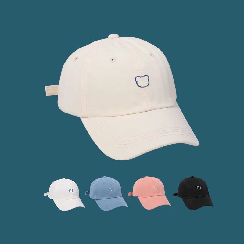 Gorra de béisbol con bonito oso para mujer, gorra Snapback de algodón ajustable de verano, viseras de sol deportivas para exteriores de Color sólido para mujer