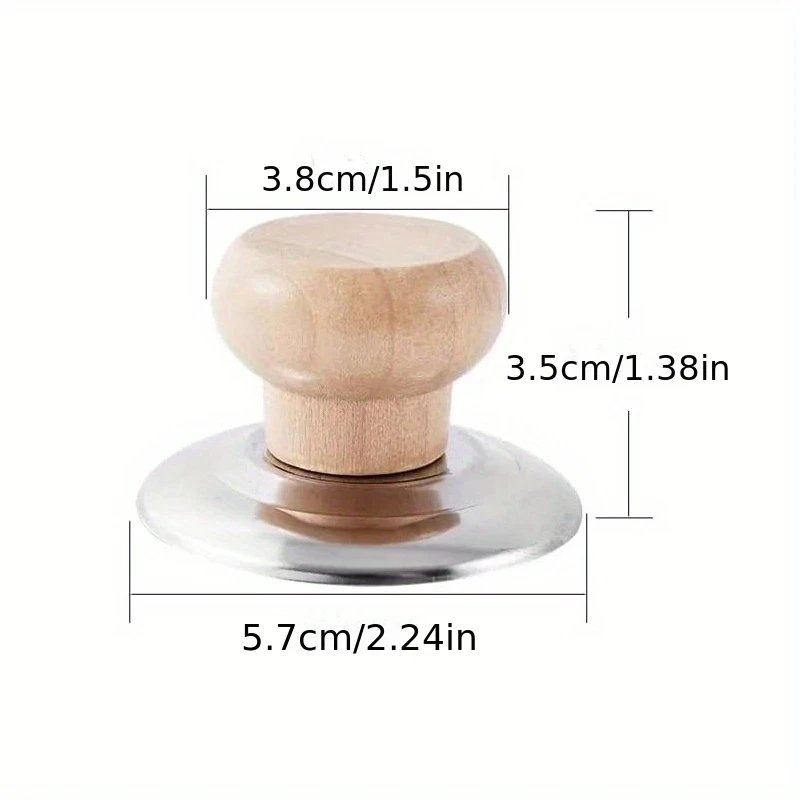 1/2Sets Stainless Steel Universal Pot Cap Handle Solid Wood Single Hole Pot Button Top Bead Cooker Fittings Home Kitchen