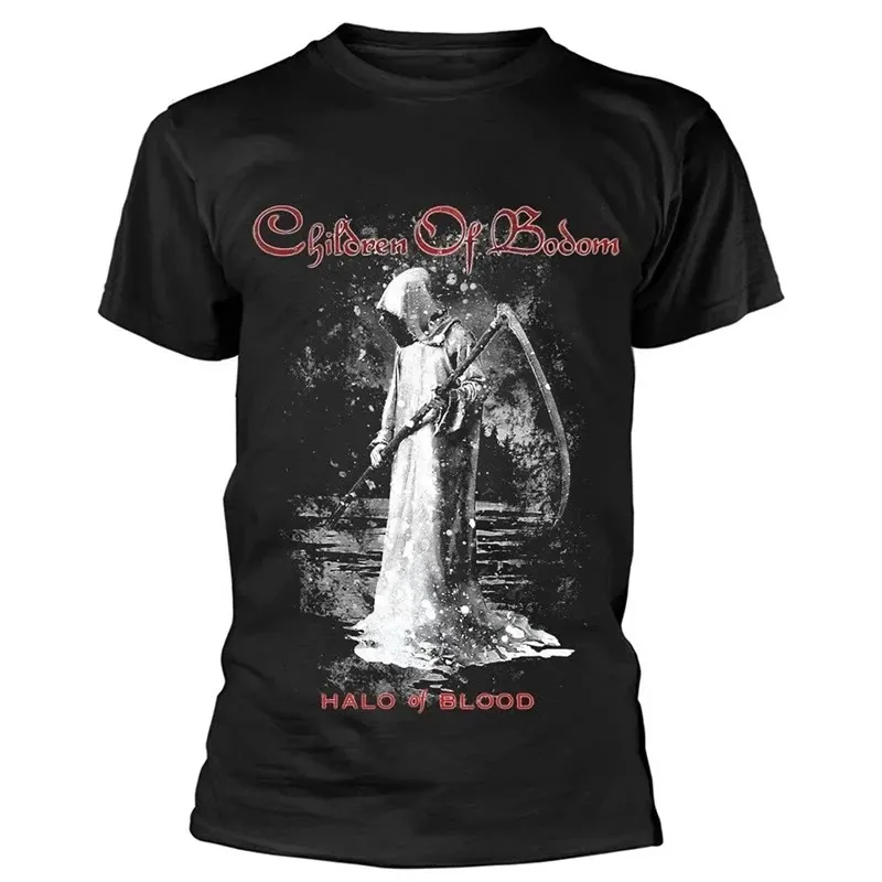 Bodom's Dark Metal Band _Death God_ Print Short-Sleeved T-Shirt Suitable for Both Men and Women