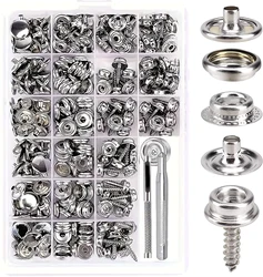 323 Piece Canvas Snap Kit Marine Grade Stainless Steel  for DIY Cover Canvas Snap Kit with Material Hole Punch and Setting Tools