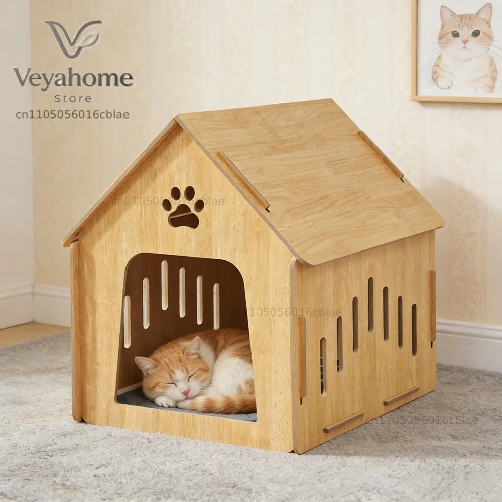Wholesale Luxury Modern Solid Wood Pet Furniture Cat and Dog Shelter with Comfortable Sitting Area