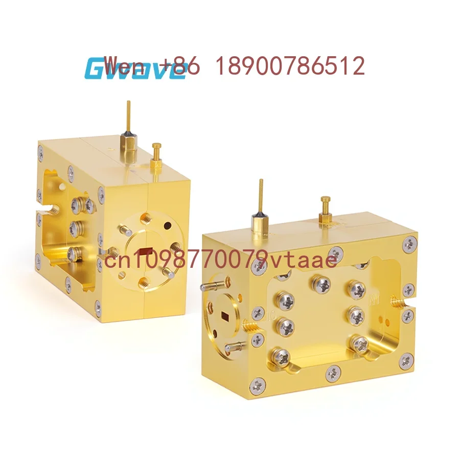 Gwave Waveguide WR12 Wide Band 18dB Gain 5dB Noise Figure 60-90GHz 50 Ohm Coaxial Connector Gold Plated Brass Body Low Amplifier