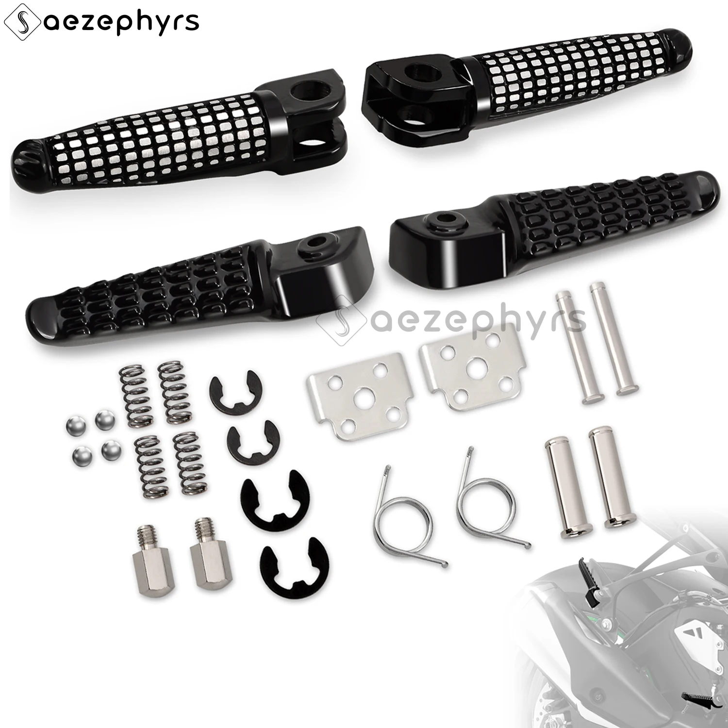 

Motorcycle accessories front and rear foot pedals suitable for Kawasaki Ninja ZX-6R ZX-10R 650R Z800 Z1000 Z750 ER-6F ER-6N abs