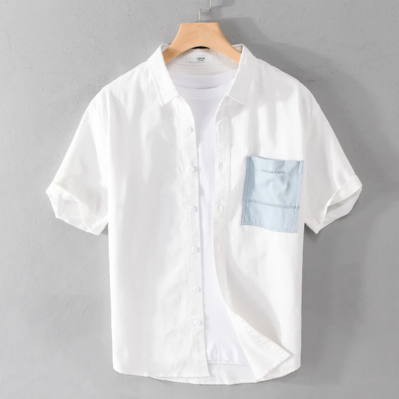 

New Designer Short-Sleeve Embroidery Casual Cotton Brand Shirts For Men Trend Comfortable Top Clothing Chemise Homme Drop-Ship