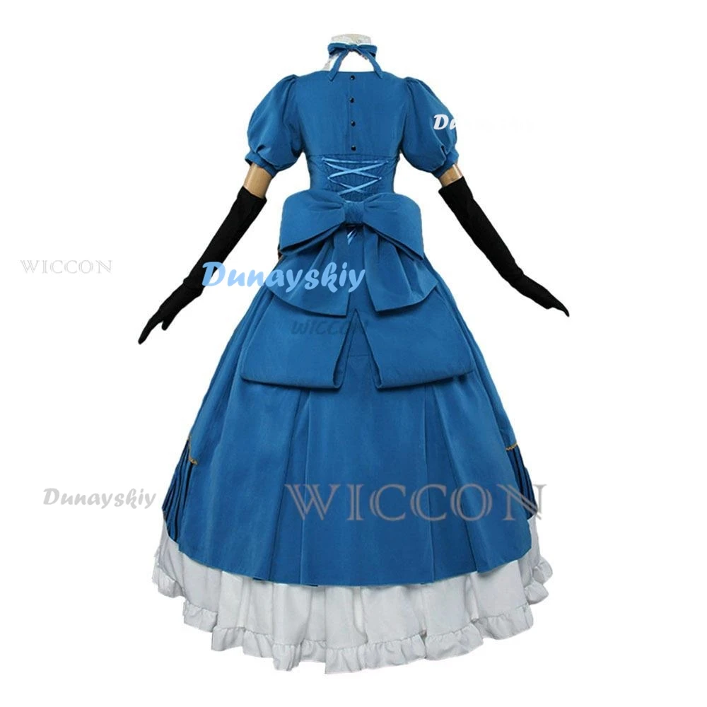 Anime Kuroshitsuji: Book of The Atlantic Black Butler Elizabeth Ethel Cordelia Midford Cosplay Costume Wig Dress Woman Party Set