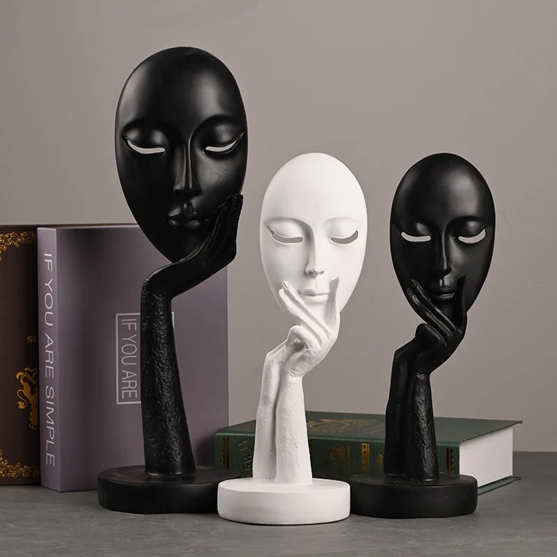 1Pc Modern House Decor Home Decoration Maison Accessories Thinker Mask Miniature Figurines for Living Room Office Corridor