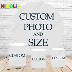 Niholia Customize Round Photography Backdrop Kids Birthday Party  Background Cake Table Booth Prop Cylinder Cover