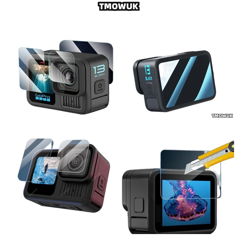 

For GoPro Hero 13 – 9H HD Scratch Resistant Glass Screen Protector With Lens Guard – Full Front Back Cover – Shockproof & Case F