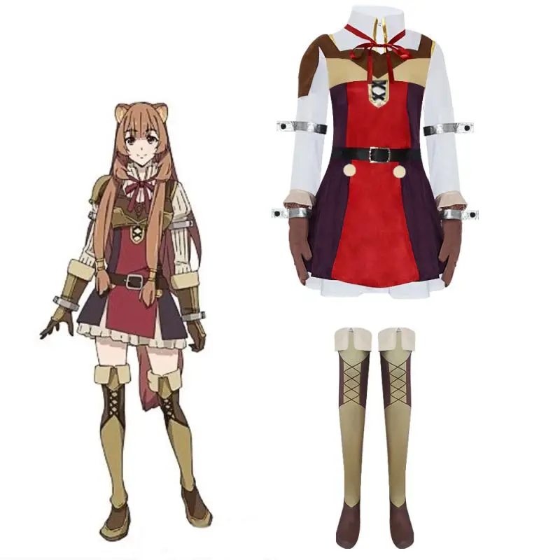 

Anime Raphtaria Cosplay Costume The Rising Of The Shield Hero Raccoon Raphtalia Uniform Skirt Set Halloween Cosplayer Dressing