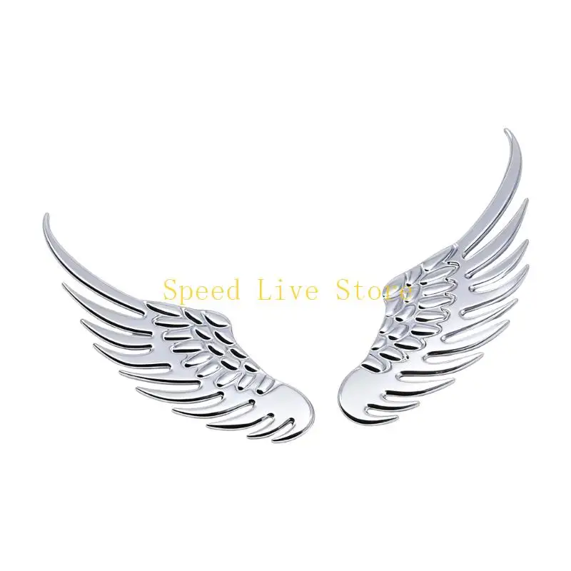 547C 1 Pair Metal Angel Wing Car Stickers Scratch Resistant Decorative