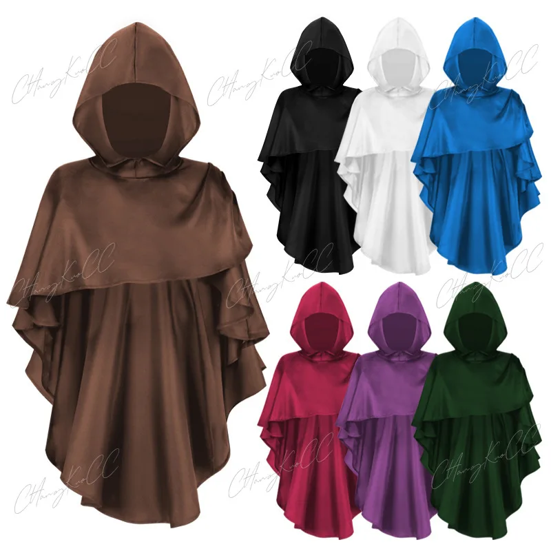 

Halloween Medieval Robe Cloak Costume Adult Priest Cosplay Hooded Costume And Scary Spooky Loose Cloak For Ladies