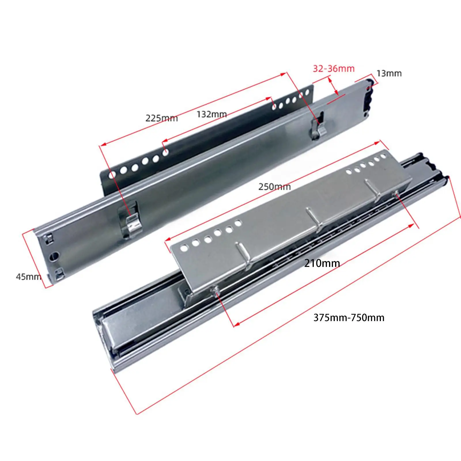 1 Pair Drawer Slides Cabinet Draw Slides Side Mount Basket Draw Slides for Kitchen