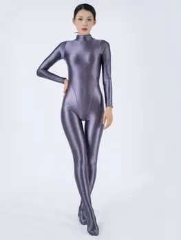 Sexy elegante Party Overall hoch elastischen Slip Satin glänzenden Frauen Bodysuit dünne schlanke Strumpfhose Ganzkörper Trikot Shaper tragen