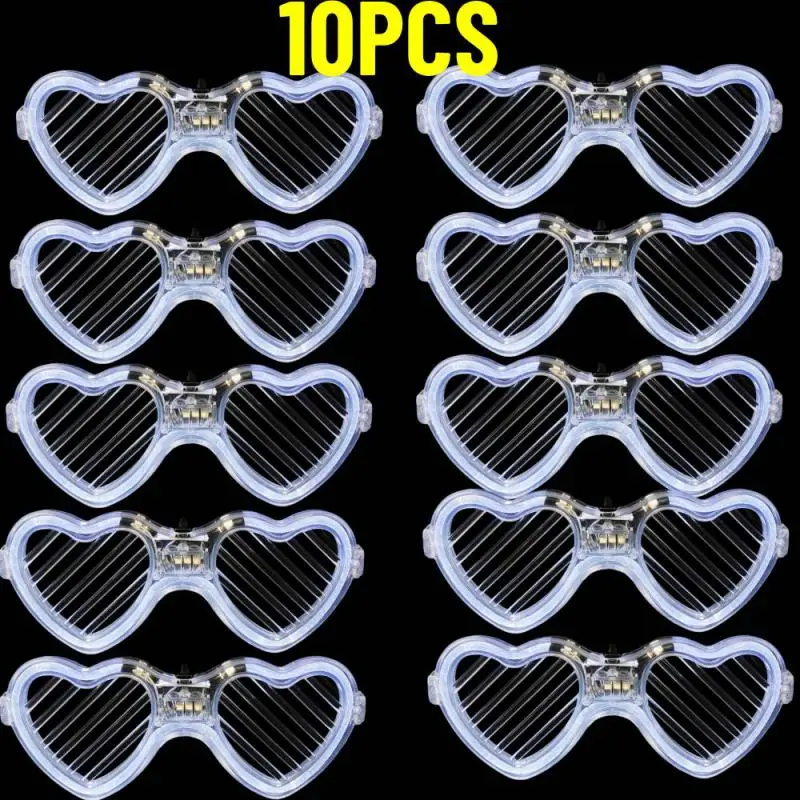 10pcs White Wedding Mix Sets LED Light Up Glasses Glow Bracelets and Flashing Bumpy Rings Wedding Party Favors Supplies