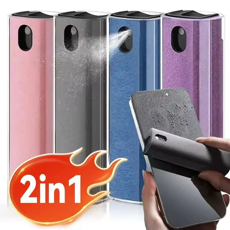Nettoyant pour écran 2 en 1, flacon pulvérisateur, nettoyant pour écran d'ordinateur et de téléphone portable avec chiffon en microfibre, ensemble d'outils de nettoyage, fournitures de nettoyage
