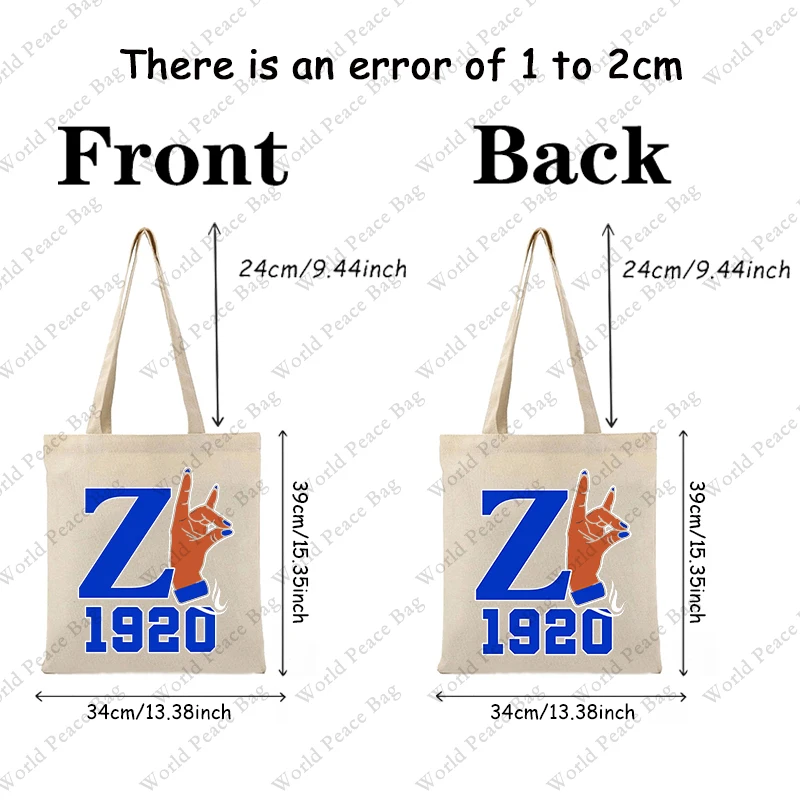 1pc Zeta Phi Beta Sorority Sisterhood pattern Tote Bag  Canvas Shoulder Bag For Travel Daily Commute Women's Reusable Shopping