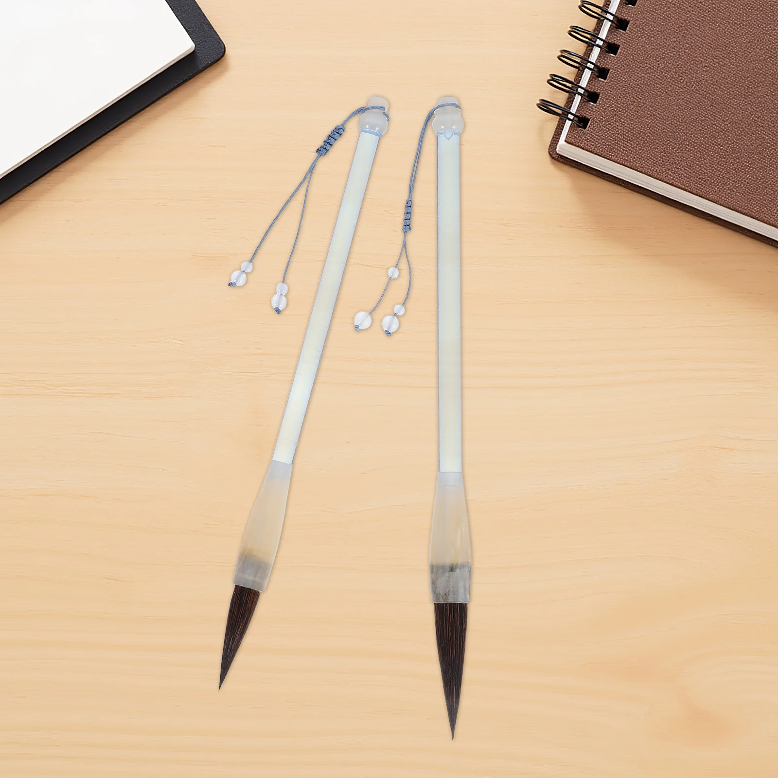 

2pcs Chinese Calligraphy Brush Set: Traditional Maobi Sumi Brushes For Beginners Kids Writing Practice, Kanji Ink Brush Pens,