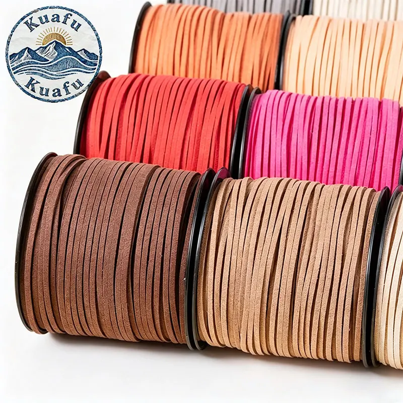 1-90Meters Flat Faux Suede Braided Cord 2.5mm Velvet Leather Rope For DIY Handmade Thread String Jewelry Making Supplies