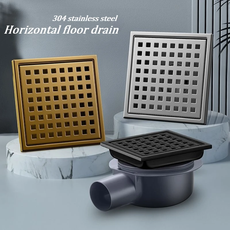 304 stainless steel floor drain,large displacement square translation side drain, European-style same-layer drainage floor drain