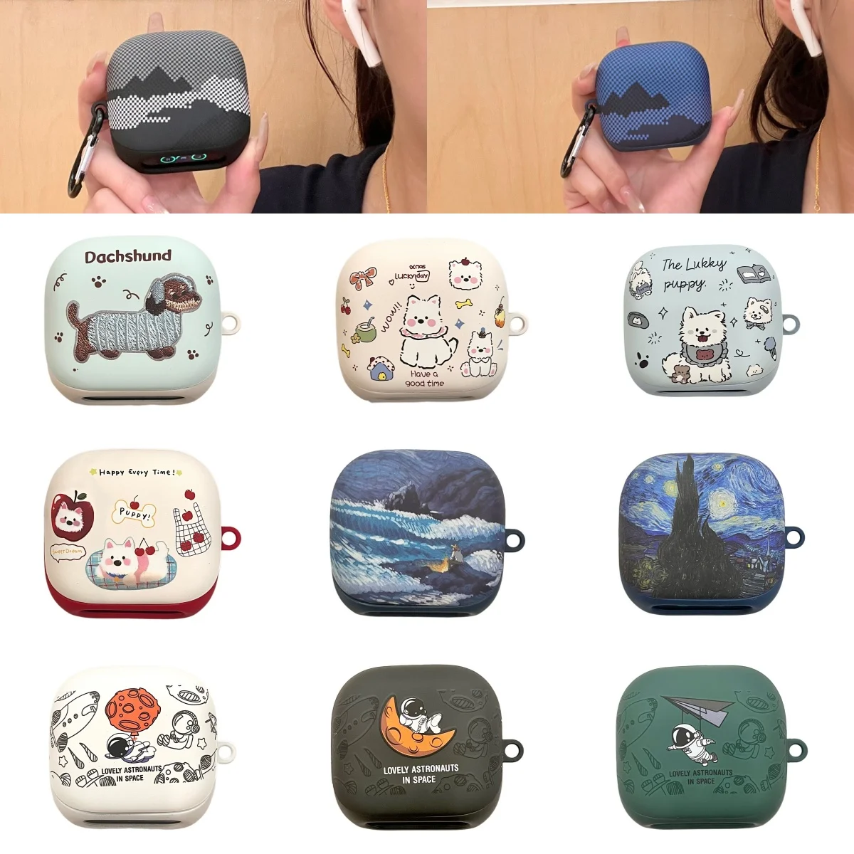 Cute Cartoon Silicone Earphone Case For Anker Soundcore Liberty 5Pro Cover Van Gogh Starry Sky Astronaut Puppy Dachshund Pattern