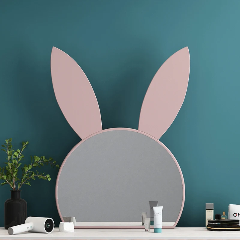 Internet famous LED makeup mirror, rabbit with lamp stand, vertical princess girl Instagram style, Nordic home wall hanging bedr