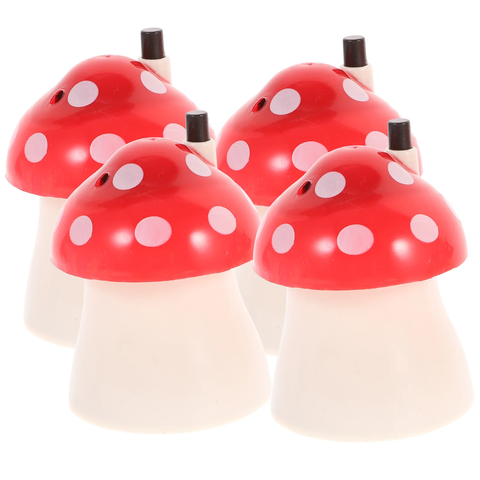 

4 Pcs Toothpick Holder Mushroom Shaped Cotton Pads Storage Case Red Travel Automatic Jar Container Household Carrying