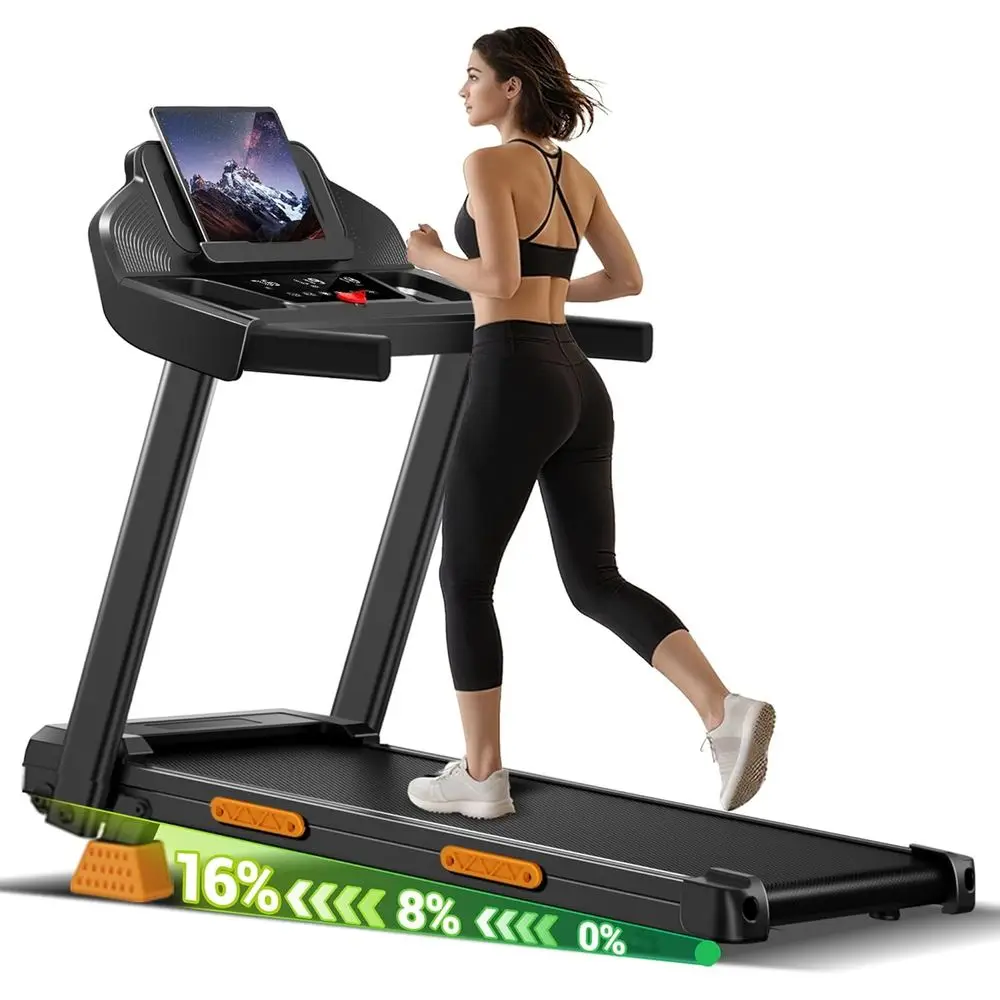 

Беговая дорожка с наклоном 16%, 7-слойным амортизирующим покрытием, двигателем 3.0HP, нагрузкой до 400 фунтов, скоростью 0.6-7.0 миль/ч.