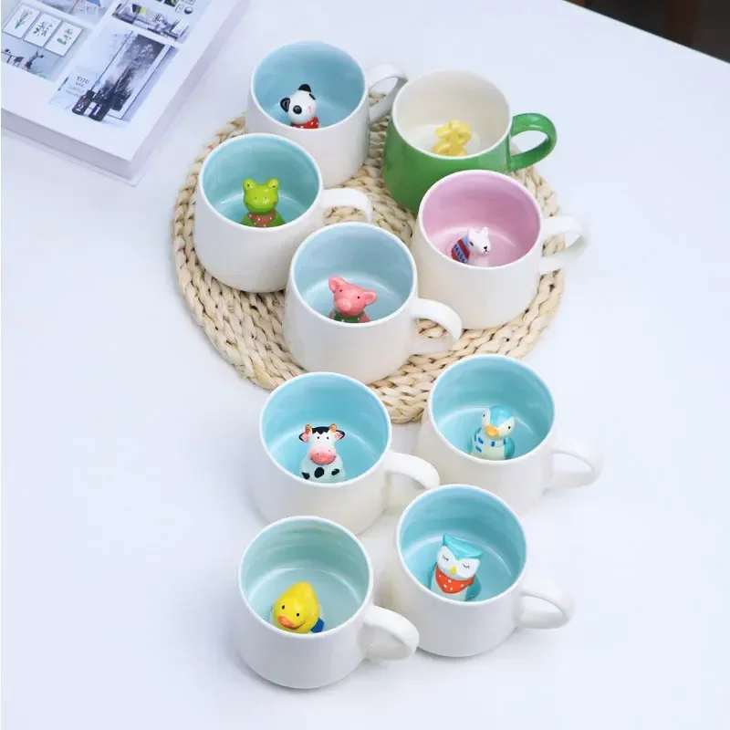 Creative Cute 3D Animals Shape Ceramic Mug Milk Coffee Cup With Handle For Gift Home Kitchen Drinkware Muti-Shape Mugs