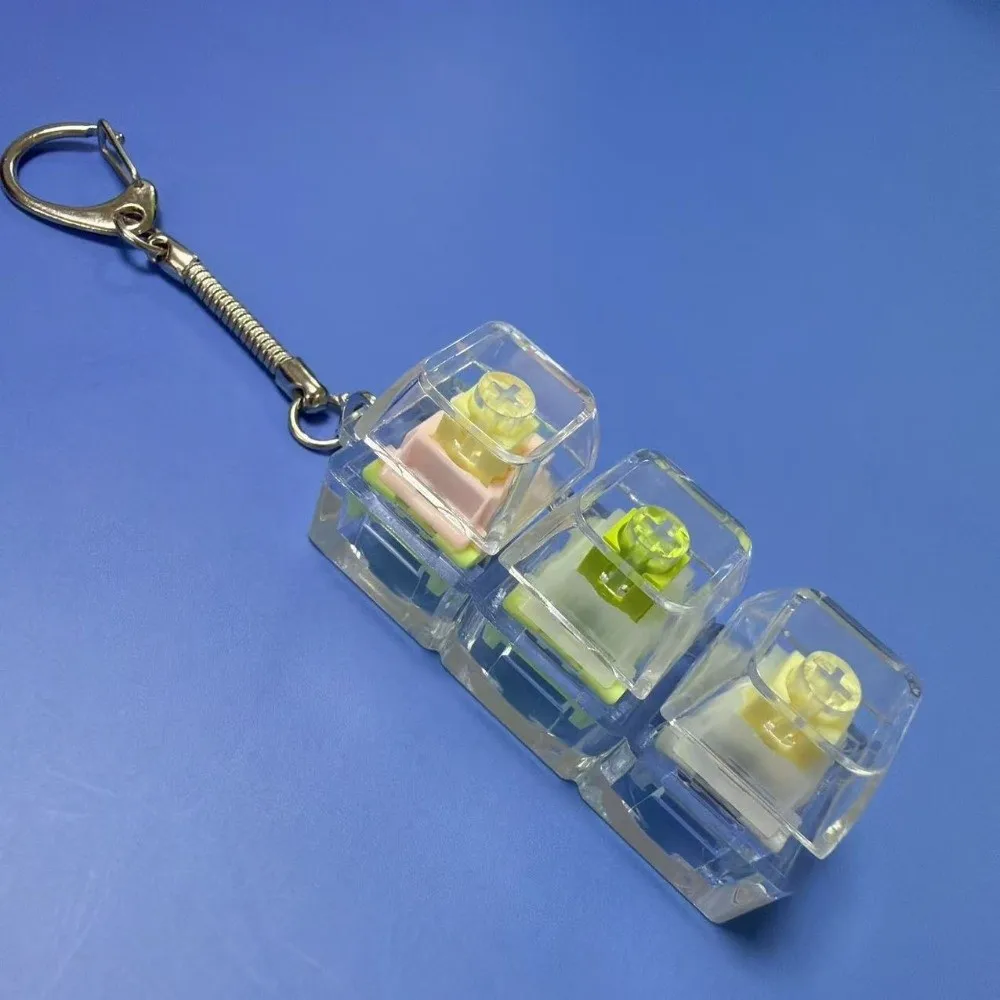 New 1/2/3/4/9 Keys Keyboard Keychain Key Button Pass The Time Finger Stress Relief Transparent Keycap Keychain Adult