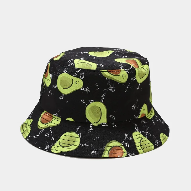 Kreative bedruckte Eimerkappe mit Fruchtmuster, Unisex, Freizeit-Fischerhut für den Außenbereich, Sommer-Strand-UV-Schutz-Sonnenhut, Panama-Bob – Detail 9
