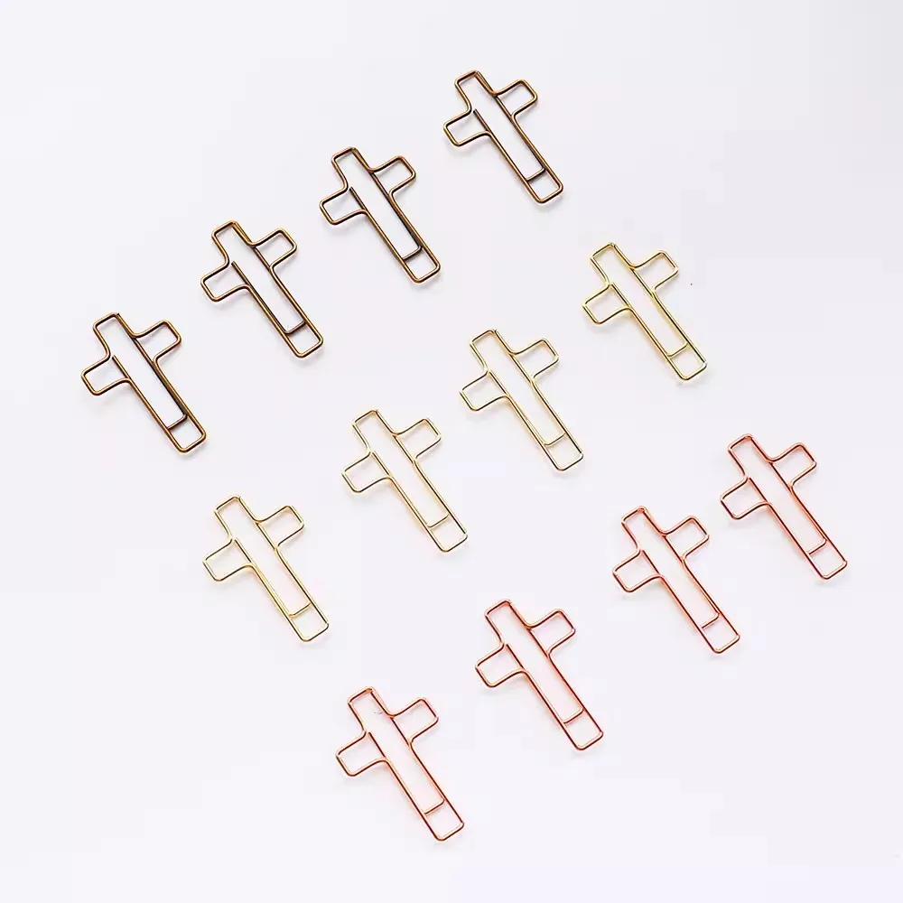 100 Pieces Cross Paper Clips Gold and Rose Gold Color sliver brown Paper Clips Journaling Paper Clips Bible Study